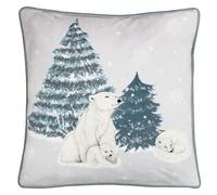 Furn Arcticus Fleece Polar Bear Cushion Cover - Blue/White - 45cm x 45cm - Blue/White - 100% Polyester