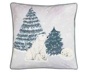 Furn Arcticus Fleece Polar Bear Cushion Cover - Blue/White - 45cm x 45cm - Blue/White - 100% Polyester