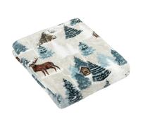 Furn Arcticus Fleece Throw - White/Blue - 150cm x 130cm - White/Blue - 100% Polyester