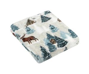 Furn Arcticus Fleece Throw - White/Blue - 150cm x 130cm - White/Blue - 100% Polyester