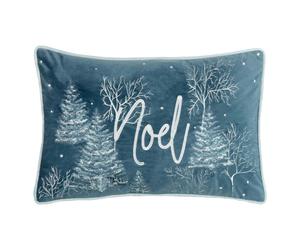 Furn Arcticus Noel Embroidered Arctic Animals Cushion Cover - Blue - 30cm x 50cm - Blue - 100% Polyester