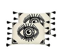 furn. Ashram Eye Feather Filled Cushions (Twin Pack), Polyester, Monochrome
