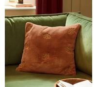 furn. Furn Autumn Trail Embroidered Faux Fur Polyester Filled Cushion, Rust, 45 X 45Cm