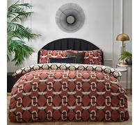 furn. Avalon Duvet Cover Set - Reversible Geometric Art Deco Bedding (Red - Single)