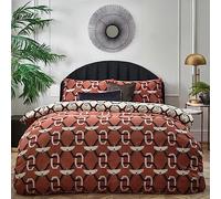 furn. Avalon Duvet Cover Set - Reversible Geometric Art Deco Bedding (Red - Super King)
