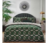 furn. Avalon Duvet Cover Set - Reversible Geometric Art Deco Bedding (Green - King)