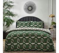 Furn Avalon Geometric Duvet Cover Set - Green - Superking - Green - 50% Cotton/50% Polyester