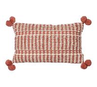 Furn Ayaan Woven Loop Tufted Cotton Double Pom Pom Cushion In Red Red