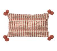 Furn Ayaan Pom Pom Cushion Cover - Brick Red/White - 30cm x 50cm - Brick Red/White - 100% Cotton