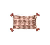 Furn Ayaan Woven Loop Tufted Cotton Double Pom Pom Cushion in Red | Size: 30 cm x 50 cm Furn Red 30 cm x 50 cm