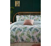 furn. Bali Palm Duvet Cover Set - Tropical Jungle Botanical Bedding Reversible Design (Green - Single)
