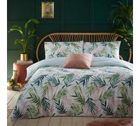 furn. Bali Palm Duvet Cover Set - Green Cotton - Size Super King