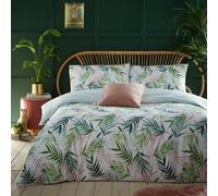 furn. Bali Palm Duvet Cover Set (Green - Double) | Reversible jungle inspired tropical botanical print with lush palm leaves