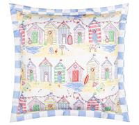 furn. Beach Huts Cushion Cover - Reversible Water Resistant Coastal Seaside Gingham Outdoor Decorative Case (Multicolour - 43x43cm)