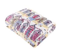 furn. Beach Huts Fleece Throw (Multicolour - 130x150cm) | Soft fleece throw featuring a colourful coastal beach hut print