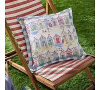 furn. Beach Huts Polyester Filled Cushion - Reversible Water Resistant Coastal Seaside Gingham Outdoor Decorative Pillow (Multicolour - 43x43cm)