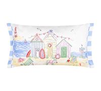 furn. Beach Huts Polyester Filled Cushion - Reversible Water Resistant Coastal Seaside Gingham Outdoor Decorative Pillow (Multicolour - 30x50cm)