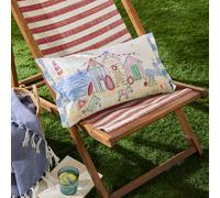 furn. Beach Huts Polyester Filled Cushion - Reversible Water Resistant Coastal Seaside Gingham Outdoor Decorative Pillow (Multicolour - 30x50cm)