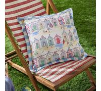 furn. Beach Huts Polyester Filled Cushion - Reversible Water Resistant Coastal Seaside Gingham Outdoor Decorative Pillow (Multicolour - 43x43cm)