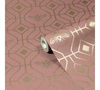 Furn. Bee Deco Blush Pink Geometric Foil Wallpaper