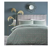 furn. Bee Deco Geometric Duvet Cover Set - Green Polycotton - Size Double