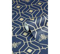 Furn Wallpaper Bee Deco – Geometric Foiled – Blue/Gold