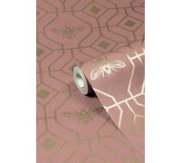Furn Bee Deco Geometric Foiled Printed Wallpaper In Pink Pink One Size