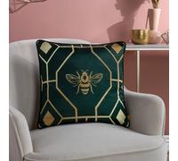 Furn Bee Deco Geometric Piped Cushion in Emerald | Size: 43 cm x 43 cm Furn Emerald 43 cm x 43 cm