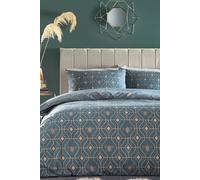 furn. Bee Deco Duvet Cover Set - Honeycomb Geometric Bumble Bee Reversible Bedding (French Blue - Single)