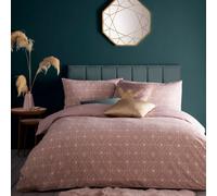 Furn. Bee Deco Geometric Reversible Duvet Cover Set, Super King, Pink