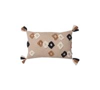 Furn Benji Tasselled Jacquard Diamond Tufted Cotton Cushion In Brown Brown 30cm x 50cm