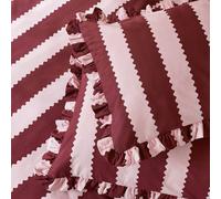 Furn Birdie Stripe Ruffle Pillowcase Pair In Burgundy Burgundy