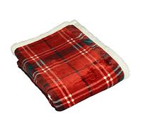 furn. Blake Throw, Printed Fleece Front with Sherpa Fleece Reverse, Polyester, Red