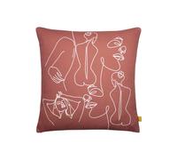 Body Art Abstract Line Drawn Recycled Cushion Furn Red 43cm x 43cm