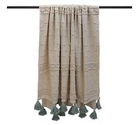 furn. Boho Cotton Tufted Throw - Geometric Pom-Pom Tassel Accent (Seafoam - 130x180cm)
