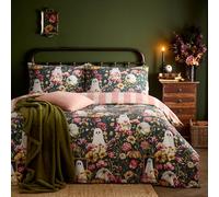 Furn. Bootanical Duvet Cover Set - Reversible Autumnal Floral Halloween Ghost Bedding (Multicolour - Double)