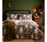furn. Bootanical Duvet Cover Set (Multicolour - King) | Reversible Autumnal Floral Ghost Striped Halloween Easycare Polycotton Bedding
