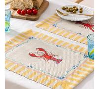 Furn Placemats Brunch Stripes - Washable Quick-Dry Nautical Lobster Set of 4 46x36cm