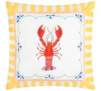 furn. Brunch Stripes Polyester Filled Cushion - Reversible Water Resistant Nautical Stripe Coastal Lobster Outdoor Decorative Pillow (Multicolour - 45x45cm)