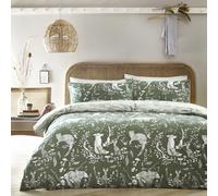 furn. Buckthorn Woodland Duvet Cover Set - Green Polycotton - Size Super King