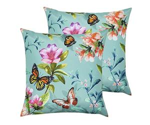 furn. Butterflies Outdoor Polyester Filled Cushions (Twin Pack), Duck Egg, 43 x 43cm