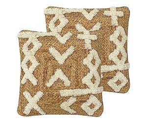 furn. Camfa Braided Jute Feather Filled Cushion - Twin Pack