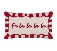 Furn Christmas Candy Fa La La Tufted Red and White Cushion 30 x 50cm - Red/White - Wilko
