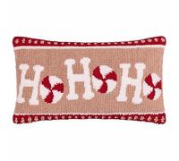 furn. Candy Ho Ho Ho Feather Filled Cushion - Tufted Festive Christmas Decorative Pillow with Textured Slogan Design (Pink/Red - 30x50cm)