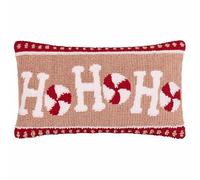 furn. Candy Ho Ho Ho Polyester Filled Cushion - Tufted Festive Christmas Decorative Pillow with Textured Slogan Design (Pink/Red - 30x50cm)