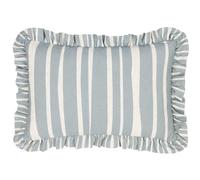furn. Carmon Stripe Ruffle Cushion Cover - Linen/Blue - 40x60cm