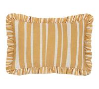 furn. Carmon Stripe Ruffle Feather Filled Cushion - Linen/Ochre - 40x60cm