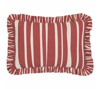 furn. Carmon Stripe Ruffle Polyester Filled Cushion - Linen/Red - 40x60cm