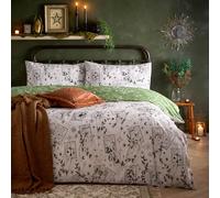 Furn. Celestial Stories Duvet Cover Set - Reversible Mystical Hand-Painted Botanical Tarrot Card Design (Green - King)