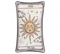 furn. Celestial Stories Polyester Filled Cushion - Sun Tarot Inspired Velvet Embroidered Decorative Cushion (Linen/Black - 30x50cm)